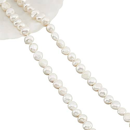 NBEADS Circa 106pz Perle d'Acqua Dolce Coltivate Naturali, 7~8mm Due Lati Lucido Bianco Perla d'Acqua Dolce Sciolto Perla Irregolare Perline per La Creazione di Gioielli Braccialetto, Hole 0.7mm