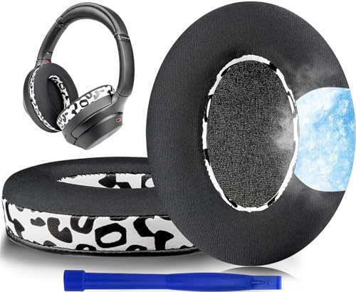 SOULWIT Cooling-Gel Replacement Earpads for Sony WH-1000XM3 (WH1000XM3) Over-Ear Headphones, Ear Pads Cushions with High-Density Noise Isolation Foam, Added Thickness - Snow Leopard
