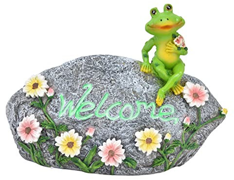 Wnvivi Frosch-Skulptur, Frosch-Statue, Gartendekoration, Frosch-Figur, Willkommens-Ornament, Harz-Tierstatuen, Willkommensschild für Garten- und Hofdekoration