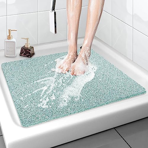 Duschmatte rutschfest 80x80 cm - Weich Komfort Sicherheits Badewannenmatte mit Ablauflöchern, PVC-Luffa Massage Duschmatten für Nassbereiche, Schnell trocknend (Grün, 80x 80 cm)
