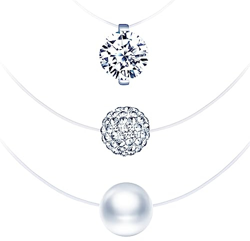 Yumilok Kette Damen Halskette mit Anhänger Collier 925 Sterling Silber Shambhala Zirkonia Fischschnur für Frauen Geburtstags Mädchen