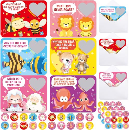 Fancy Land Scratch Off Valentine Cards Kids Joke Valentines Day Cards with Envelopes Stickers Funny Valentine Notecard for School Classroom Prize Party Favors Boys Girls Exchange Supplies 36Pcs