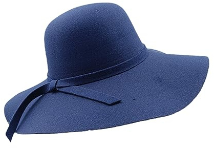 SaoBiiu Damen-Fedora-Hut Aus Filz Mit Breiter Krempe, Floppy-Sonnen-Bowknot-Kappe, Bowler-Derby-Hut Für Damen