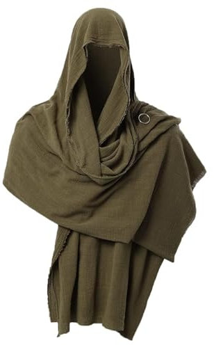 CLiNes EIMINB Kapuzenschal für Herren, Gothic-Umhang, Zaubererumhang, Hexenumhang, Kostüm, Cosplay-Umhang, Accessoire-Requisiten, perfekt für Halloween-Kostüme, Cosplay, Kostümpartys und mehr., Army