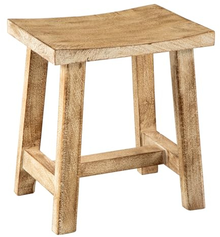 Riess Ambiente Hocker FINCA 40cm - beige - sandgestrahltes Mangoholz | Montiert geliefert, Landhaus- und Boho-Stil, individuelles Unikat, Shabby-Chic-Look, als Nacht- oder Beistelltisch nutzbar