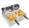 Begoniape Elektrische Fritteuse 2 * 5.5L Doppel Fritteuse Edelstahl Fritöse Set Individuelle Temperaturregelung Fritteusenkopf 60-200°C 5KW