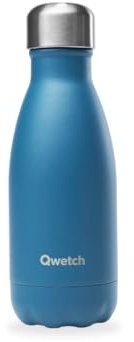 Qwetch - Bouteille Isotherme Originals Bleu Azur 260ml - 24h Froid et 12h Chaud - Etanche, Sans BPA & Réutilisable - Gourde inox isotherme pour Sport, Voyage, Bureau, Randonnée