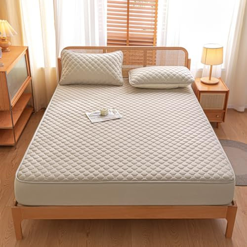 HAIBA Premium Matratzenschoner wasserdichte 120x200cm+30cm Kaffee Inkontinenzunterlage waschbar, Matratzenschoner wasserdicht, wasserdichte Matratzenauflage