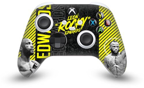 Head Case Designs Offizielle UFC Typografie Leon Edwards Vinyl Haut Gaming Aufkleber Abziehbild Abdeckung kompatibel mit Xbox Series X/S Controller