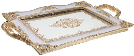 WOFASHPURET Plateau Miroir Décoratif Vintage Pour Bijoux Support Pratique Pour Maquillage Parfum Et Accessoires Élégant Organisateur De Coiffeuse Pour Décoration Intérieur Et Mariage
