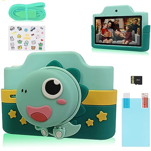 Kinderkamera Dinosaurier, 3,0 Zoll Touchscreen KinderKamera, 48MP 1080P Digitalkamera Kinder, WiFi & USB fotoapparat Kinder mit 32GB, Geschenke für 3 4 5 6 8 7 9 10 11 12 Jahre Jungen und Mädchen