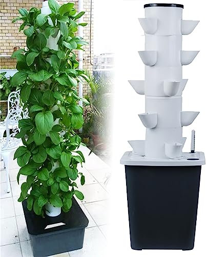 CHEMYO Système De Culture Hydroponique pour Herbes, Fruits Et Légumes D'intérieur, Tour Aéroponique De Jardin avec Pompe Hydratante, Adaptateur, Pots en Filet Et Minuterie