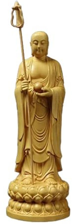 KGADRX Holzschnitzkunst Buddha Statue Wohnzimmer von tibetischen Ksitigarbha Bodhisattva Ornament Figur Anbetung Feng Shui Dekoration Statue