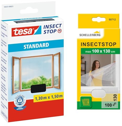 tesa Insect Stop Standard Fliegengitter für Fenster & Schellenberg 50712 Fliegengitter für Fenster, Insektenschutz ohne Bohren