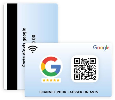 Tarjeta NFC y código QR para Google Comentarios, Recoger Opiniones de Clientes en Un Escaneo, Formato Tarjeta de Visita, Para Negocios y Negocios