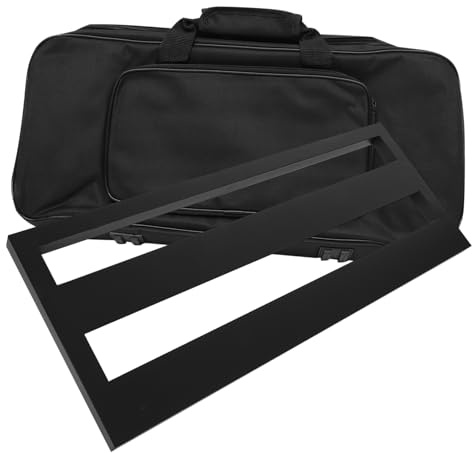 Hoement Schwarzes Tragbares Gitarreneffektbrett aus Aluminium mit Tasche für Bühne und Festival