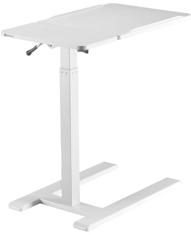 SIHOO D01 Tables de lit médicales Inclinable et Réglable avec roulettes, Bureau Mobile Pneumatique pour Ordinateur Portable, Mobile Support Ordinateur Portable lit（Blanc）