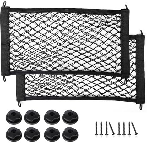 SYPHIHY Car Mesh Cargo Net, SYPHIHY 25 * 45cm Trunk Storage Net Bag Double Layer Elastic Mesh Bag for Car Jeep Suv Truck