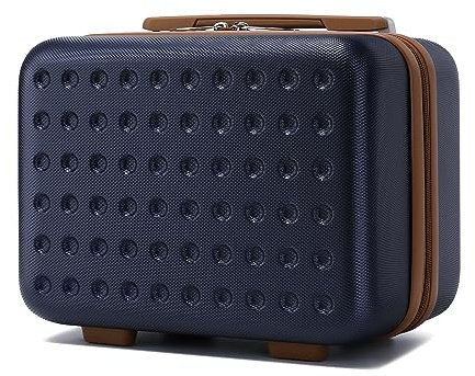 KONO Kosmetikkoffer Schminkkoffer Leicht Handgepäck Tragbar Beautycase Damen ABS+PC Make Up Koffer mit Handgriff und Reißverschluss Hartschalen 31 x 25 x 16cm Blau