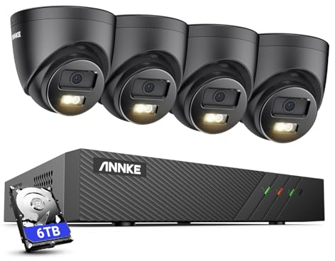 ANNKE 5MP Wired Security Camera System Outdoor, 8CH NVR with 4x 3K PoE Camera, Smart Human/Vehicle Detection, 100ft Night Vision, Remote Access, PoE CCTV Set with 6TB HDD for 24/7 Recording, H.265+
