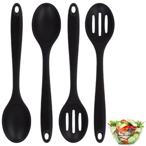 Cucchiaio Silicone Cucina, 4 Pezzi Cucchiaio Silicone Cucina, Mestolo Silicone Antiaderente per Mescolare