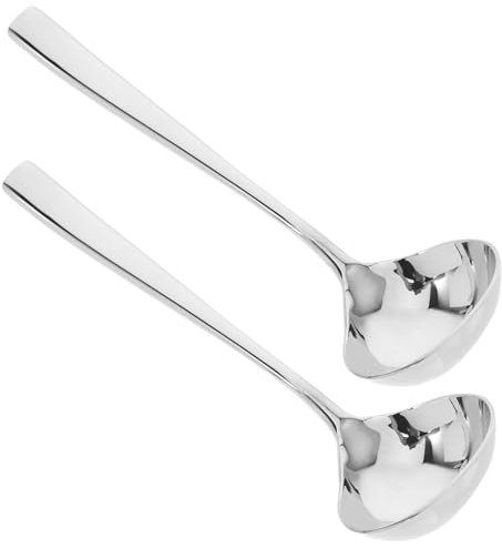 SOLUSTRE 2pcs Stainless Steel Gravy Ladle Sauce Ladle Spoon Silver for Kitchen Serving Salad Dressings