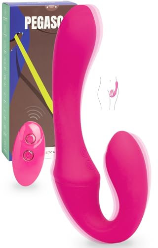 MySecretCase Dildo Doppio Strap On 20cm + 9cm Sexytoysys Donna Coppia con Telecomando Strapon Vibratoreper Donna Grandi 10 Modalità di Vibrazione Dildo Anale Strapless