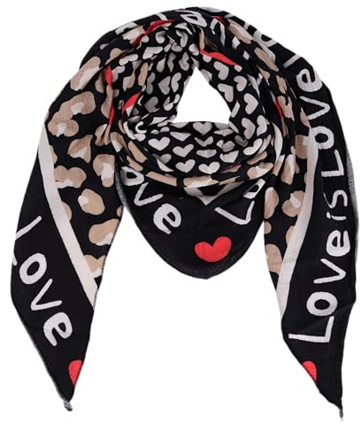 Damen Musselin Halstuch Made in Italy mit Leo Love Paisley Happy– Leichtes Dreieckstuch für Frühling & Sommer, Baumwolle, ca.195x85 cm
