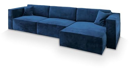 Masseno Ecksofa TOLMO M mit Schlaffunktion L-Form, Sofa mit Bettkasten, Wohnzimmersofa, Couch, Soffa, Bettsofa, Couchgarnitur- Blau, Monolith 77