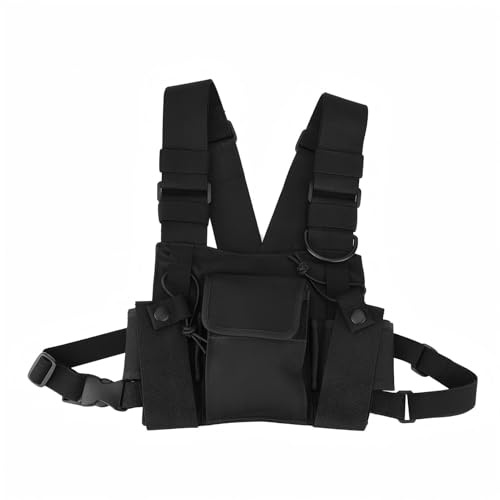 Ouitble Radio Walkie Talkie Brusttasche, Nylon Funkgeräte Schultertasche Verstellbare Two Way Radios Tragetasche Zubehörhalter für Rettungswesentliche Weste, Schwarz