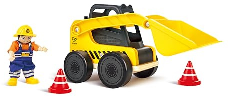 Hape Frontlader - große Flexible Schaufel und Baustellenzubehör, Kinder Frontlader, Fahrzeugspielzeug, Lernspielzeug und Rollenspiel, geeignet ab 3 Jahren