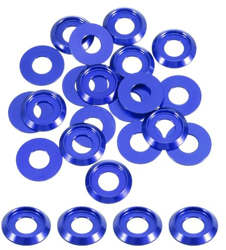 QUARKZMAN Lot 20 Pièces M8 Rondelles Diamètre du Trou 8mm/0.31 Bleu Marine | Fraisées Coniques, Rondelles à Tête Creuse, Joints Aluminium, pour Vis RC/FPV/PC Mécaniques Pièces Modèle