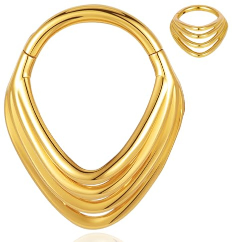 DOEARKO Septum Clicker Ring Hinged Segmentring 16G 8MM Nasenring Hoop Helix Daith Tragus Rook Conch Cartilage Piercing Jewellery