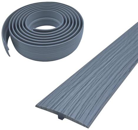 T Molding Trim,Floor Transition Strip 5cm×3m T Section Bar PVC Flat Divider Strip Laminate Profile Flooring Edge Trim for Door Threshold Joining Flooring Gaps of Laminate Plank Tile (Gray Wood, 3M)