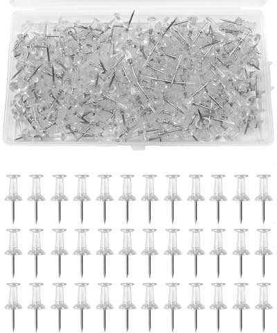 JUKOTA 200 Stück Transparente Reißzwecke, Reißnagel mit Plastikbox, Reißzwecken Transparente Reißnagel, für Korkplatte, Landkarte, Fotos, Haus, Handwerke, Wandkarten