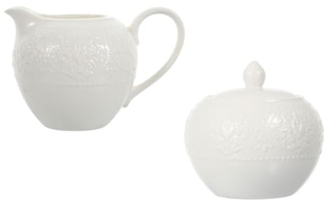 MOKKHNB 2pièces Lot De Pots à Lait Et Sucrier Céramique Avec Motif Relief Pour Table Cuisine Et Salle à Manger
