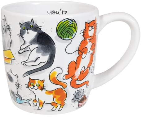 Blond Amsterdam Cappuccino-Becher Katze, 500ml | Keramik, Katzenmotiv, Für Cappuccino & Tee, Mikrowellengeeignet, Handwäsche empfohlen
