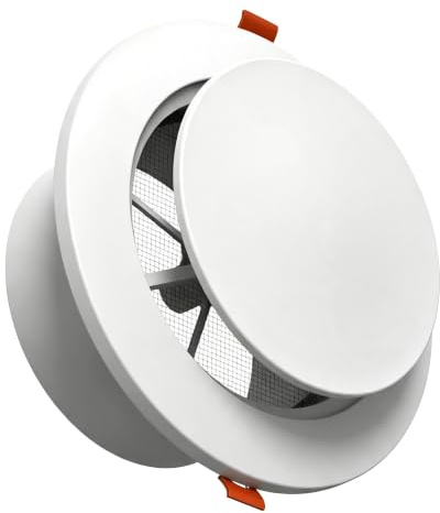 Aygrochy Rejilla de Ventilación Redonda 100 mm de ABS, Válvula de Disco Regulable con Protección Contra Insectos para Extractor de Aire, Baño, Cocina, Garaje, Oficina