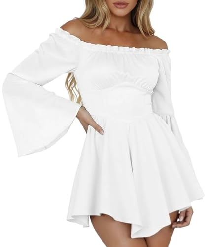 Générique Chemise Pirate Femme pour Robe Gothique De La Renaissance pour Femmes à Manches éVaséEs avec Volants Et éPaules DéNudéEs – Haut Corset MéDiéVal Victorien pour Costumade