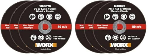 WORX WA6076.3 | 3 unidades | Discos de corte de metal para cortadora WX801 (76 mm) | 76x1,2x10mm | Para metal y plástico (Paquete de 2)