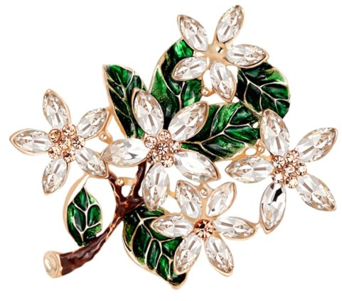 OSALADI Spilla da Donna a Forma di Fiore Vintage Smalto Verde, Accessorio Floreale per Abbigliamento Elegante, Bottone Decorativo per Colletto per Feste e Matrimoni