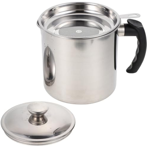 TOMETURE Grasera Aceite Usado de Acero Inoxidable Colador para Filtrar Grasa y Recipiente para Aceite de Tocino Vertido Cómodo y Capacidad Grande