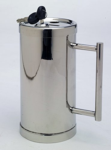 Kollekte Opferbüchse H 15 cm, Messing, vernickelt, Silber, Opferbüchse Abschließbar