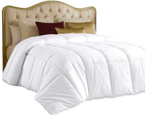 Utopia Bedding Comforter Full Size 82 x 86 Inches White, All Season Duvet Insert, Down Alternative Box Stitched Bed Comforter with Corner Tabs, Machine Washable