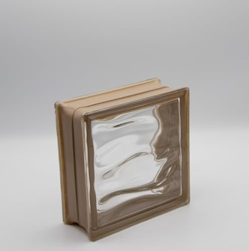 Brique de verre design AQUA Reflex beige brillant 19x19x8 cm - 6 pièces