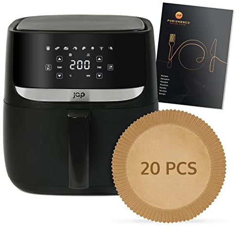 JAP Aspire Freidora Aire Caliente sin Aceite 5,7L XXL - Potente Airfryer de 1700 W con Libro de Recetas - 8 Programas - Pantalla LCD Táctil - Negro