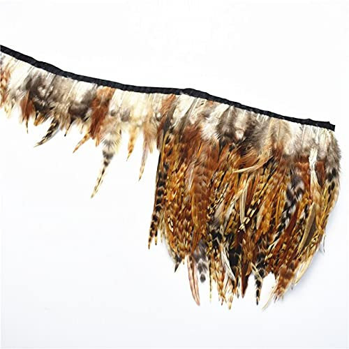 LIUXIN 1 Meter Fasanenfedern für Kleidung, Hühner-Hahn-Feder auf Klebeband, Fransenbesatz, Handwerk, Federn, Dekoration, Nähen, Besatz, Dekoration