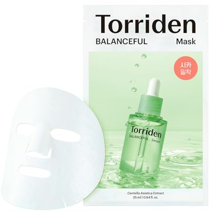 BALANCEFUL - Mascarillas faciales de Cica (10 hojas) – Máscara facial con infusión de centella kola para calmar, equilibrar y nutrir con ácido hialurónico centella asiática y pantenol