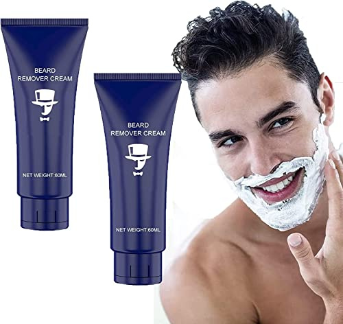 Lot de 2 crèmes dépilatoires permanentes pour barbe pour homme, crème dépilatoire pour le visage, les aisselles, les jambes, la poitrine, les bras