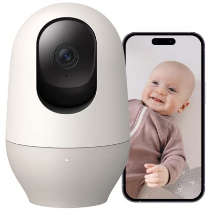 nooie 2K Babyphone WiFi-Babykamera, 360° Schwenk-/Neige-Video-Babykamera, Kindermädchen, Zwei-Wege-Audio, Nachtsicht, Bewegungs-Tracking, SD-Speicher, Geräte-Sharing funktioniert mit Alexa und Google